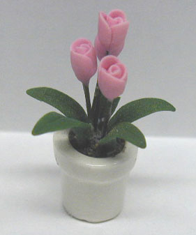 Dollhouse Miniature Pink Tulip Plant